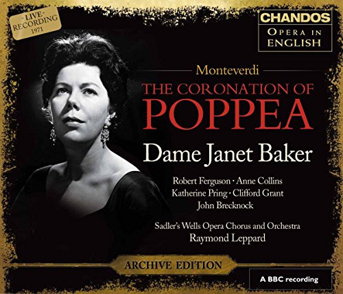 CD cover for Monteverdi’s “Coronation of Poppea” featuring Dame Janet Baker.