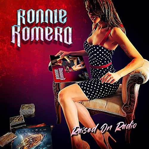 Album cover for Ronnie Romero’s “Raised On Radio” featuring a woman in a polka dot dress.