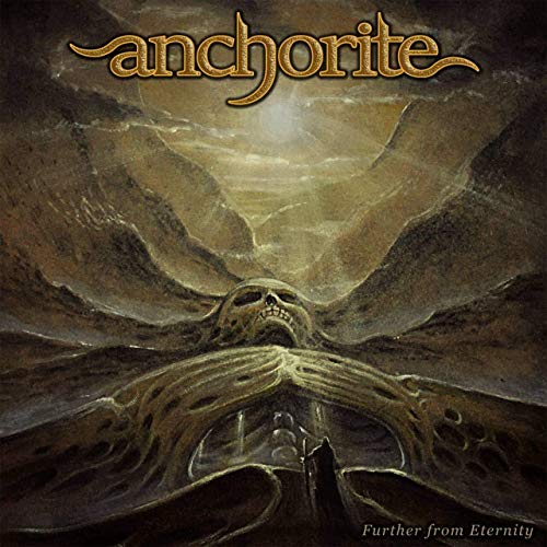 Dark album cover with skull amidst swirling, rocky landscape.