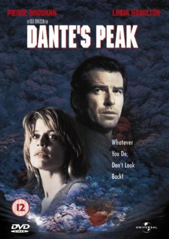 Dante's Peak" DVD cover featuring Pierce Brosnan and Linda Hamilton.