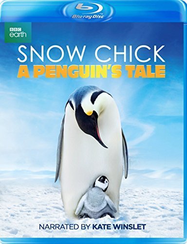 Blu-ray cover featuring an emperor penguin and chick in a snowy landscape.