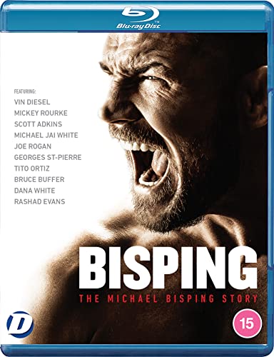 Blu-ray cover featuring a close-up of Michael Bisping shouting with a list of names.