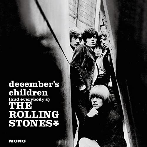 Black and white album cover featuring The Rolling Stones in a stairwell.