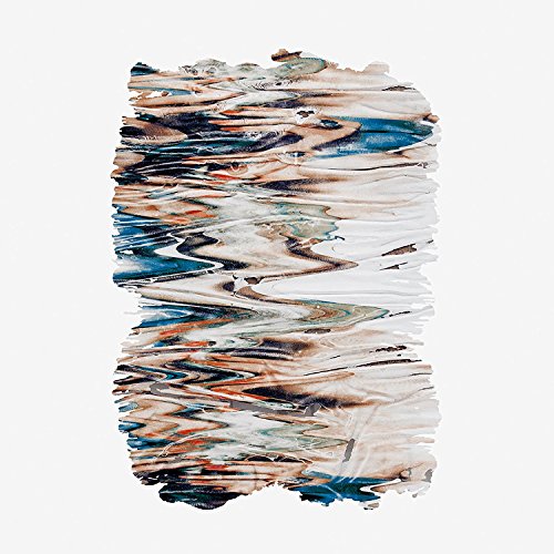Abstract album art with layered, flowing shapes in blue, brown, and white.