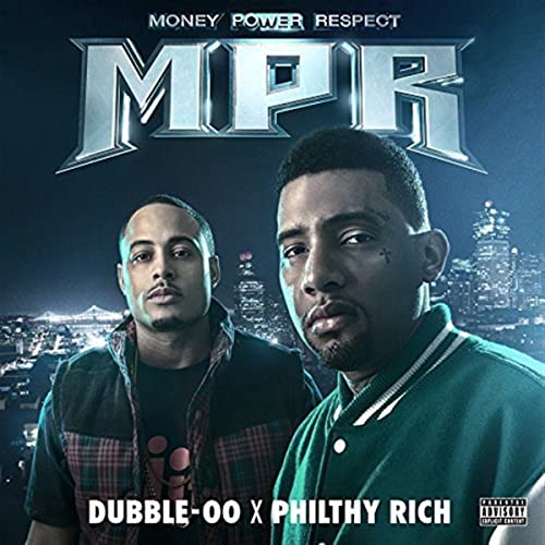 CD cover featuring Philthy Rich and X Dubble-00 against a city skyline.
