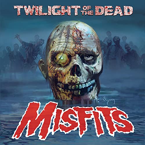 Zombie head with one eye, surrounded by figures, album cover art.