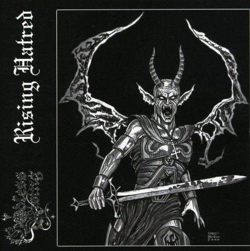 "CD album cover with a horned, armored figure holding a sword, on a black background."