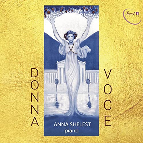 CD cover: woman with raised arms before a classical building.