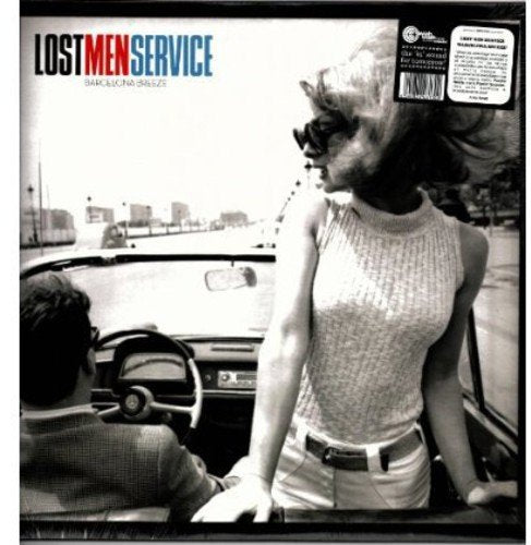 Black and white vinyl record cover with a woman and car scene.