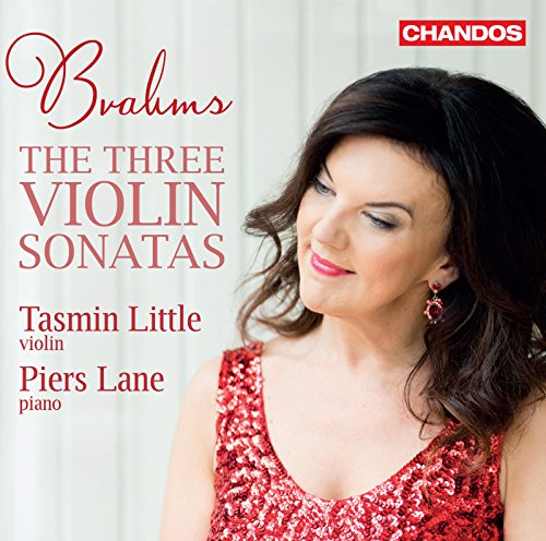 CD cover featuring violinist Tasmin Little and text: Brahms Violin Sonatas.