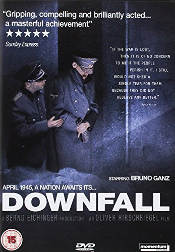 “Downfall” DVD cover: two men in coats, dark tones, German text.