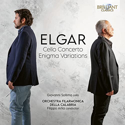 CD cover featuring portraits of two men and text: “Elgar Cello Concerto”.