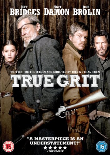 “True Grit” DVD cover featuring Jeff Bridges, Matt Damon, and Josh Brolin.