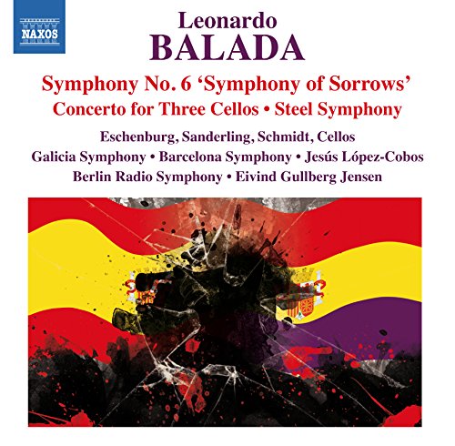 "CD cover with abstract shattered glass image and Spanish flag colors, white background."