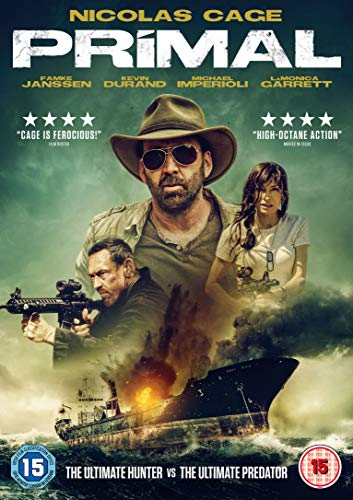 DVD cover for Primal featuring Nicolas Cage, a woman, and a ship on water.