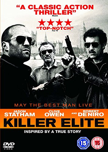 DVD cover for "Killer Elite" featuring Jason Statham, Clive Owen, and Robert De Niro.
