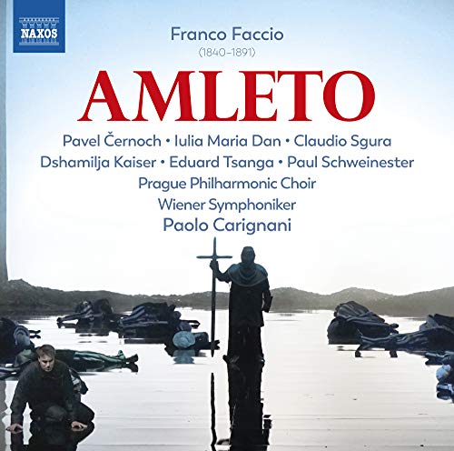 CD cover for Franco Faccio’s “Amleto” opera, featuring figures on a beach.