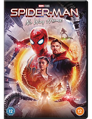 Spider-Man: No Way Home DVD cover featuring Spider-Man, Doctor Strange, and MJ.