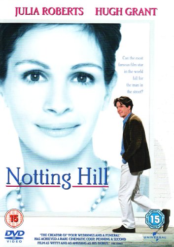 DVD case for "Notting Hill" with Julia Roberts and Hugh Grant on the cover.