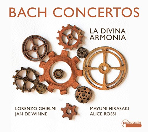 CD cover for Bach concertos featuring an arrangement of rusty gears.