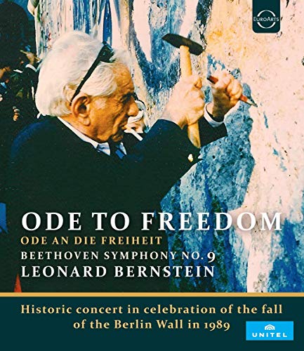 Leonard Bernstein uses a hammer and chisel on the Berlin Wall on this Blu-ray cover.