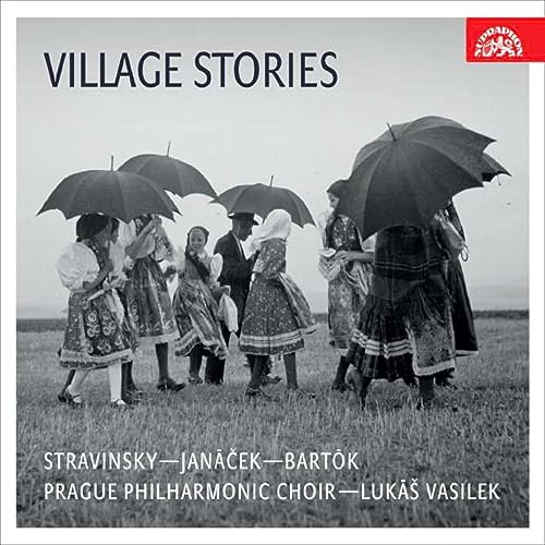 CD cover: black and white photo of people with umbrellas in a field.
