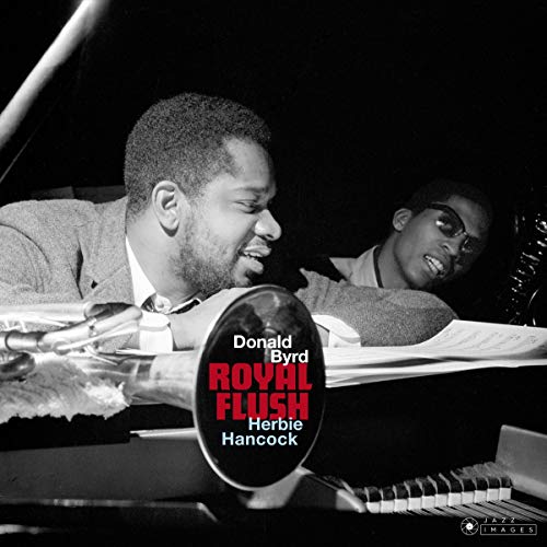 Black-and-white vinyl album cover with Donald Byrd and Herbie Hancock at a piano.