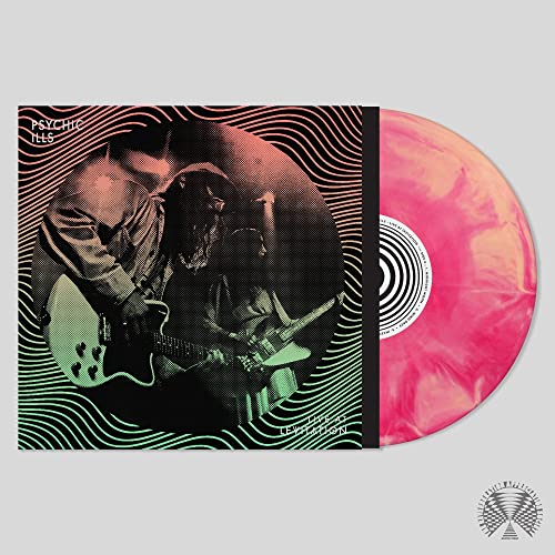 Vinyl record of Psychic Ills "Live At LEVITATION" with swirling, colorful design.
