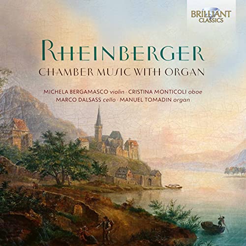 CD cover for Rheinberger's chamber music with organ, featuring a landscape.