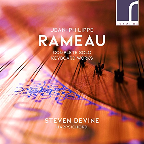CD cover featuring a close-up of a harpsichord with blue-painted strings and white text overlay.