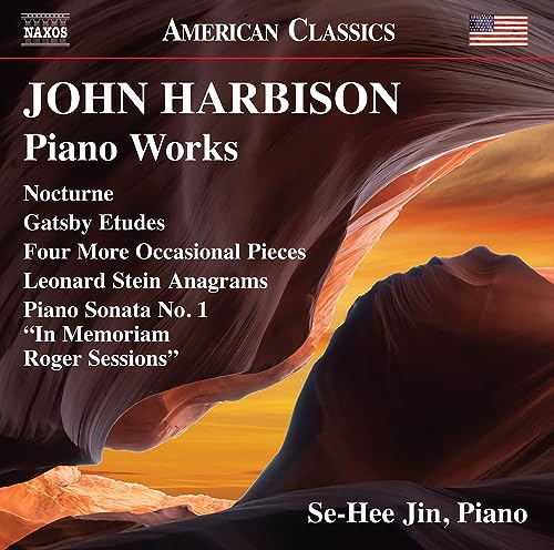 CD cover for John Harbison’s Piano Works, featuring desert landscape.