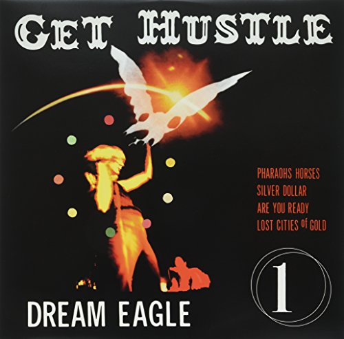 Vinyl album cover with a person holding a white bird against a black background.