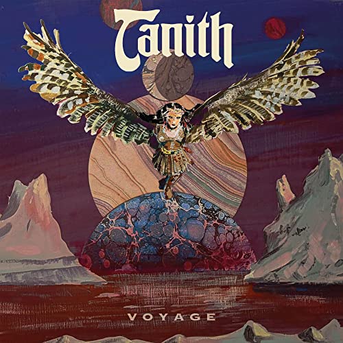 CD cover: winged figure atop a rock, mountains, and moons.