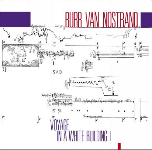 "Burr Van Nostrand album cover with abstract black drawings and red and purple text."