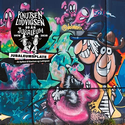 CD cover featuring cartoon characters Knutsen & Ludvigsen on a graffiti wall.
