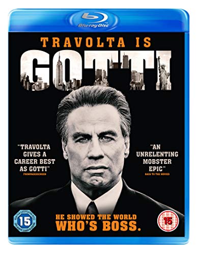Blu-ray cover for "Gotti" featuring John Travolta as the mob boss.