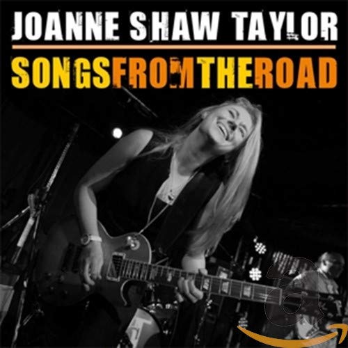 Joanne Shaw Taylor performing with a guitar on stage, CD cover.