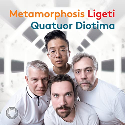 CD cover featuring four men, the Quatuor Diotima, with text overlay.