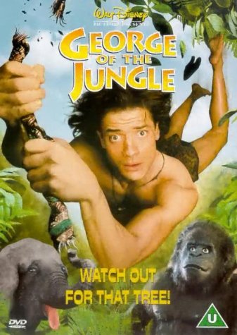 George of the Jungle" DVD cover featuring Brendan Fraser swinging from vines.