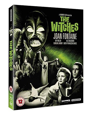 Blu-ray cover for "The Witches" featuring a green witch mask and actors.