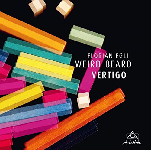 CD cover with colorful wooden blocks and album title "Weird Beard - Vertigo".