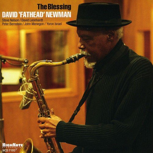 David “Fathead” Newman playing a tenor saxophone, album cover.
