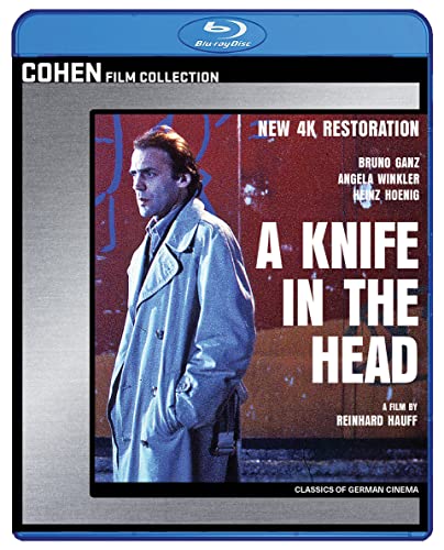 Blu-ray cover for "Knife In The Head" featuring a man in a coat.