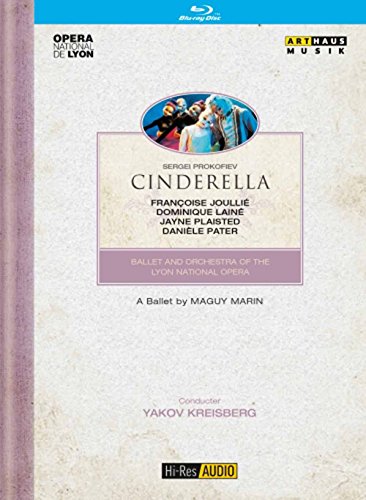 Cinderella Blu-ray cover featuring a ballet scene and text on a beige background.