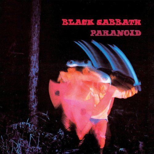 "Black vinyl record with cover art featuring a person in a pink cloak."