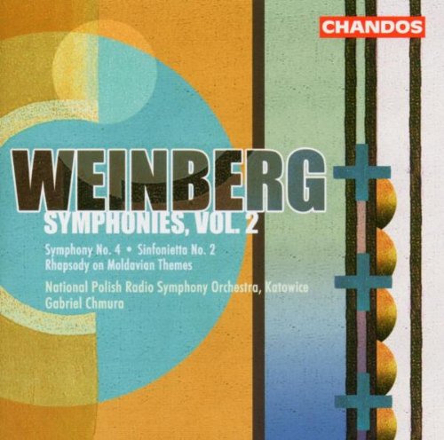 "CD cover art with abstract design, text 'Weinberg Symphonies, Vol. 2' and 'Chandos' logo."