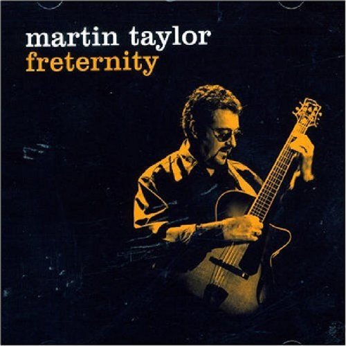 "Album cover with a man playing guitar, sepia-toned against a dark background."