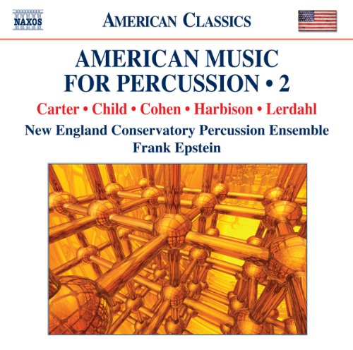 CD cover for “American Music for Percussion 2” with abstract percussion instruments.