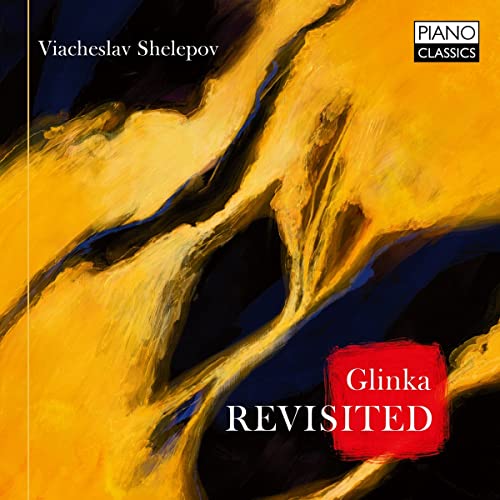 CD cover for Viacheslav Shelepov’s “Glinka: Revisited” with abstract gold painting.