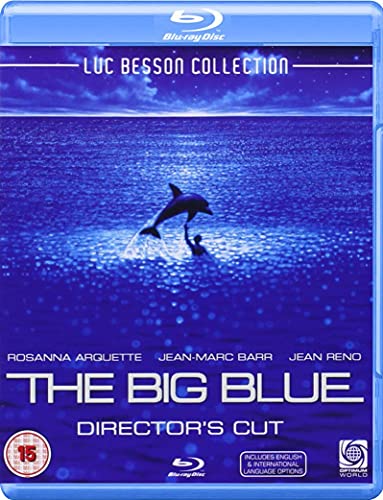 “The Big Blue” Blu-ray cover featuring a dolphin leaping from blue water.